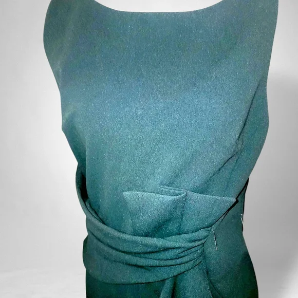 BETSY & ADAM "CHRISTINE" SCUBA CREPE RUFFLED BOW GOWN - Picture 3 of 8